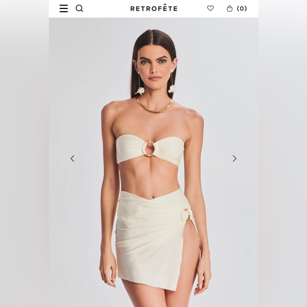 Retrofete White Bando Bathing Suit Set